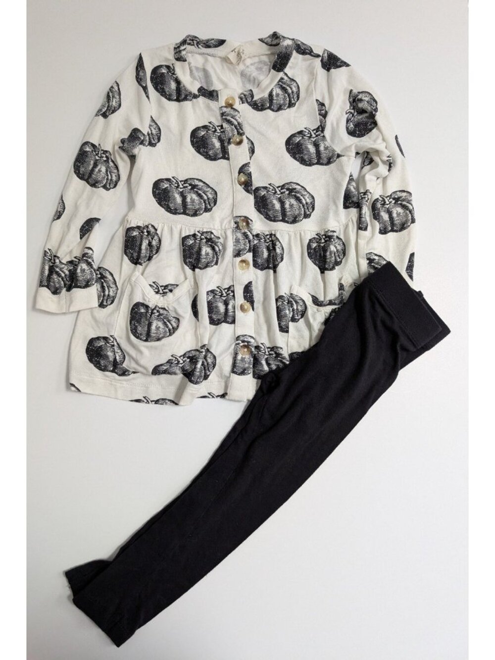 Kate Quinn Bamboo Black Pumpkins Pocket Top Leggings Set 2T Spooky Halloween